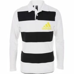 Adidas Youth L/S Rugby Junior Long Sleeve Polo Shirt - White